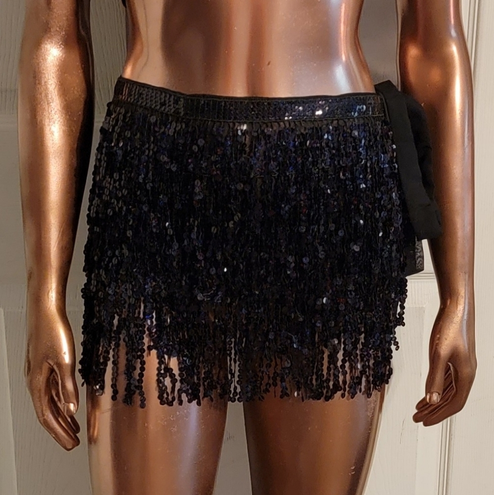 Black sequin belly skirt